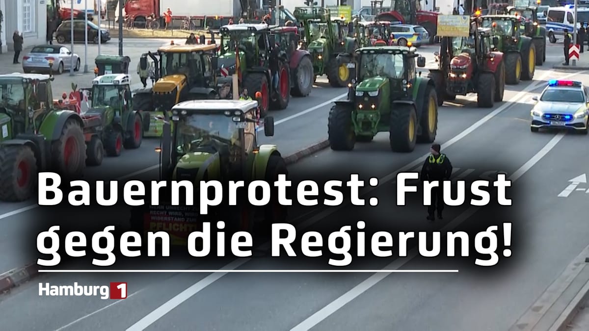 Erneut großer Bauernprotest: Traktoren in der Hamburger Innenstadt
