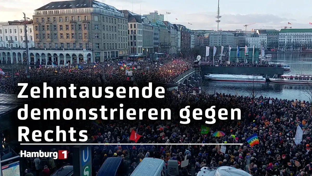 "Hamburg steht auf!": Zehntausende demonstrieren am Jungfernstieg gegen Rechts
